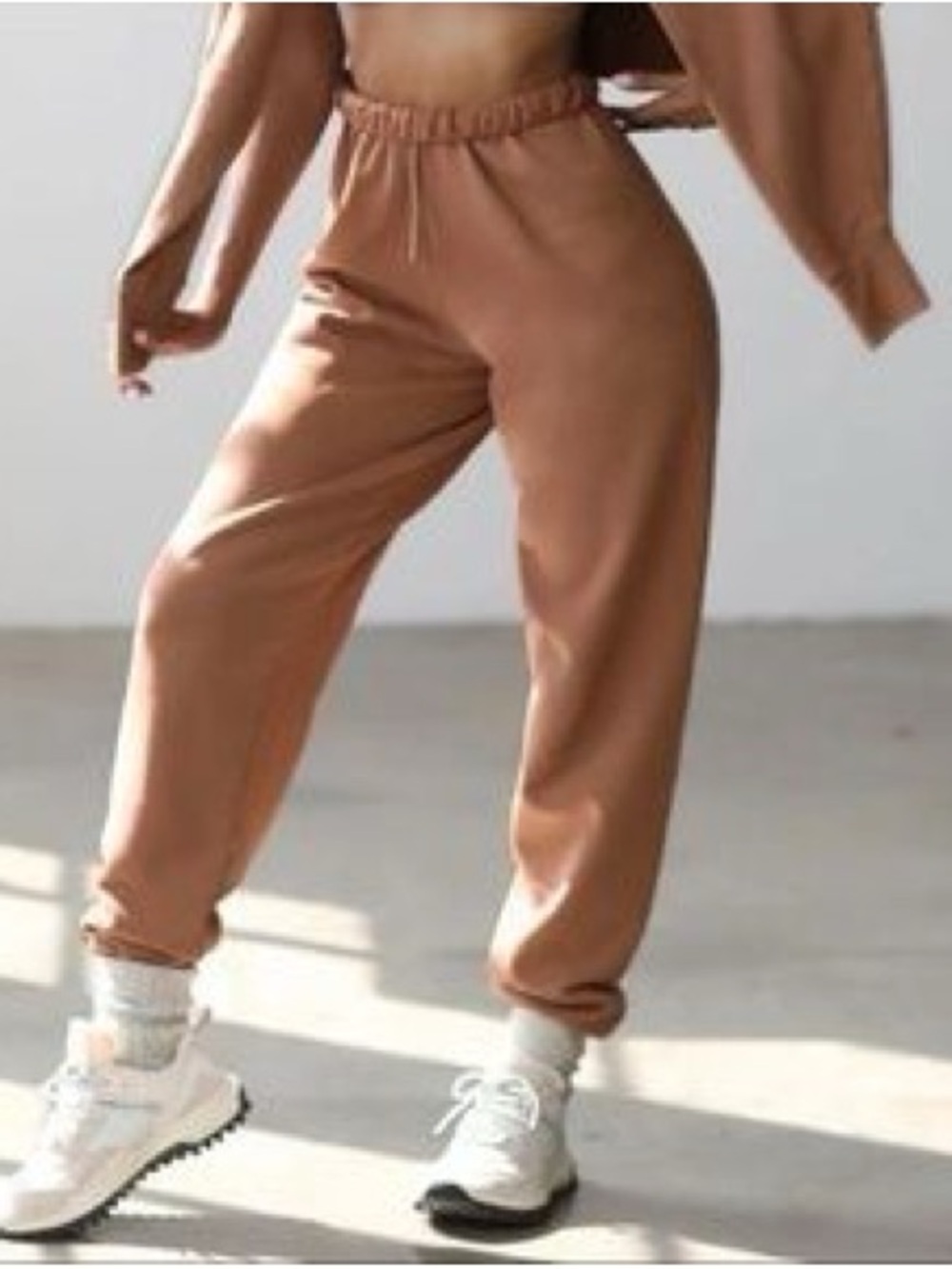 Pink Casual High-Waist Joggers in Chestnut